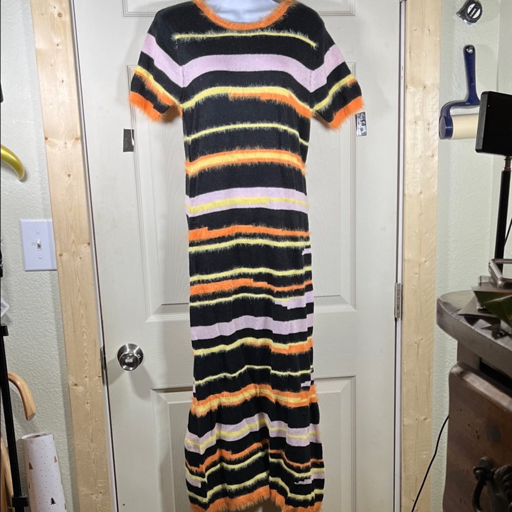 Vibrant Striped Knit Maxi Dress